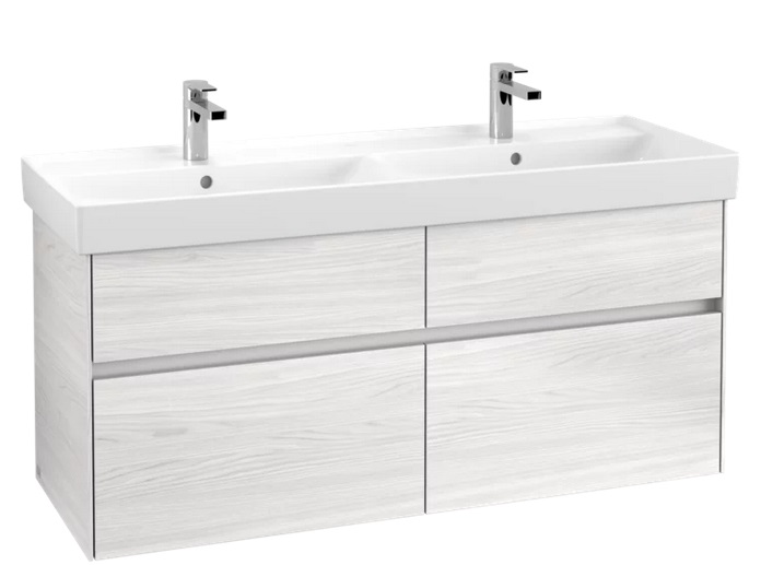 Тумба под раковину Villeroy & Boch Collaro 125,4х44,4 см с подсветкой ДСП белое дерево C013B0E8