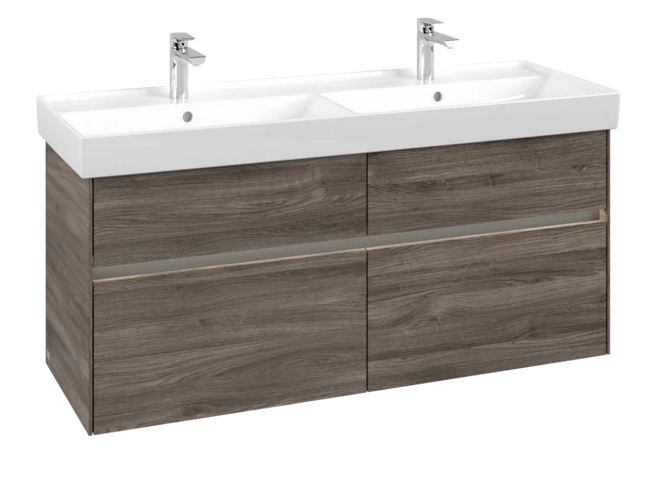 Тумба под раковину Villeroy & Boch Collaro 125,4х44,4 см с подсветкой ДСП каменный дуб C013B0RK