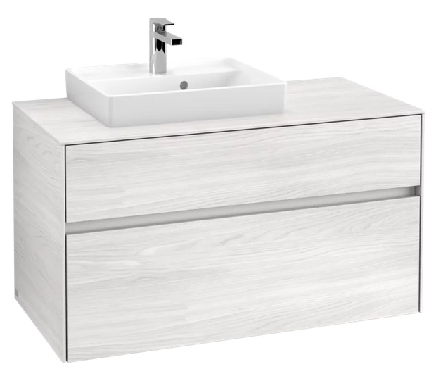 Тумба під раковину Villeroy & Boch Collaro 100х50 см із підсвічуванням ДСП біле дерево C014B0E8