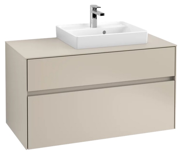 Тумба под раковину Villeroy & Boch Collaro 100х50 см с подсветкой ДСП мягкий серый C015B0VK