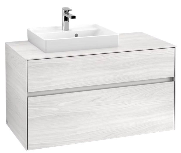 Тумба под раковину Villeroy & Boch Collaro 100х50 см с подсветкой ДСП белое дерево C014B0E8