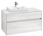 Тумба под раковину Villeroy & Boch Collaro 100х50 см с подсветкой ДСП белое дерево C014B0E8
