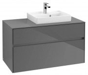 Тумба під раковину Villeroy & Boch Collaro 100х50 см із підсвічуванням МДФ глянсовий сірий C015B0FP