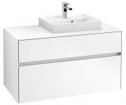 Тумба під раковину Villeroy & Boch Collaro 100х50 см із підсвічуванням ДСП матовий білий C015B0MS