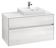 Тумба под раковину Villeroy & Boch Collaro 100х50 см с подсветкой ДСП белое дерево C015B0E8