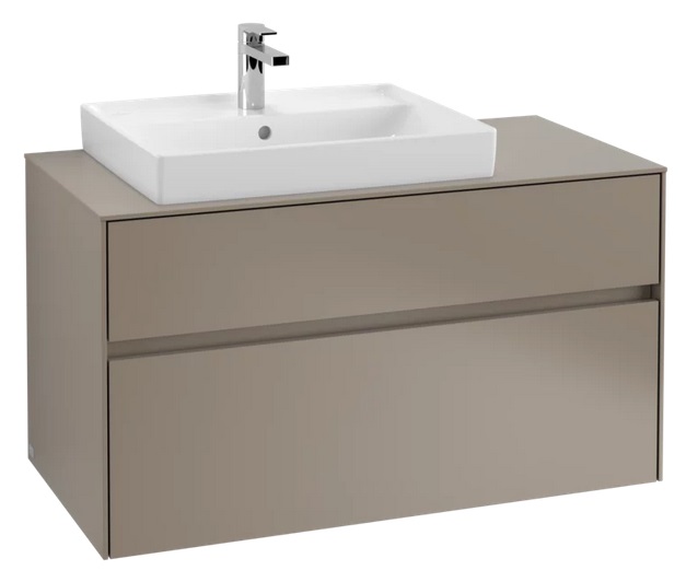 Тумба под раковину Villeroy & Boch Collaro 100х50 см с подсветкой ДСП трюфель серый  C017B0VG