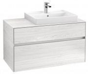 Тумба под раковину Villeroy & Boch Collaro 100х50 см с подсветкой ДСП белое дерево C018B0E8