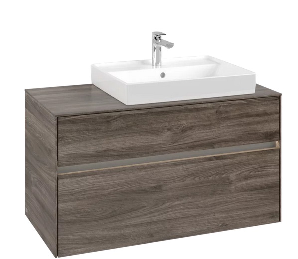 Тумба под раковину Villeroy & Boch Collaro 100х50 см с подсветкой ДСП каменный дуб C018B0RK