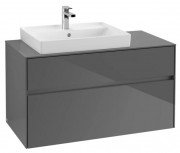 Тумба под раковину Villeroy & Boch Collaro 100х50 см с подсветкой МДФ глянцевый серый C017B0FP