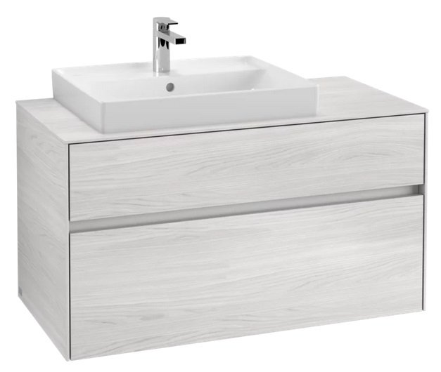 Тумба под раковину Villeroy & Boch Collaro 100х50 см с подсветкой ДСП белое дерево C017B0E8