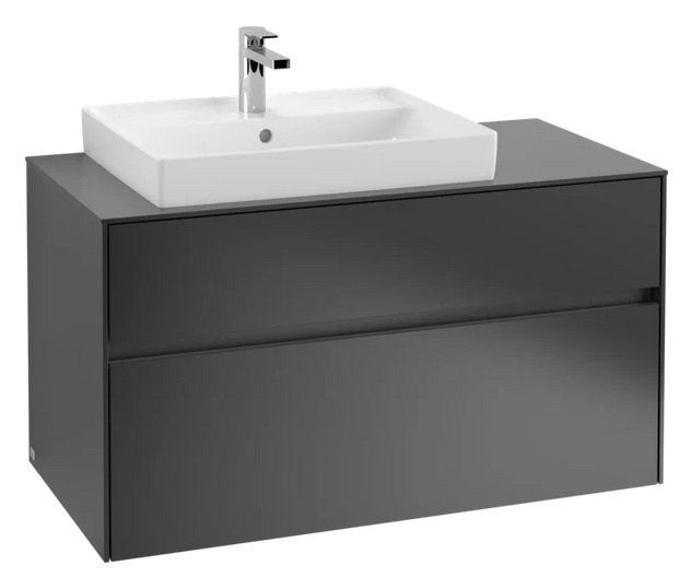 Тумба под раковину Villeroy & Boch Collaro 100х50 см с подсветкой МДФ черный матовый лак C017B0PD