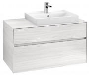 Тумба под раковину Villeroy & Boch Collaro 100х50 см с подсветкой ДСП белое дерево C018B0E8