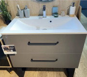 Тумба Fancy Marble Messi с раковиной Mikaela 900 МДФ графит матовый 14009028400