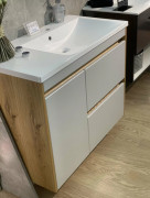 Тумба Fancy Marble Wega 900 R с раковиной Amelia 900R шпон белый/дерево 13709010601