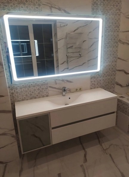 Тумба Fancy Marble Meloria 1500 L із раковиною Margo 1500C МДФ білий 13915013610