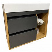 Тумба Fancy Marble Trinidat 80х50 см с раковиной Shelly шпон серый/дерево 11908012200