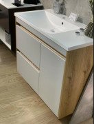 Тумба Fancy Marble Wega 900 L с раковиной Amelia 900L шпон белый/дерево 13709010610