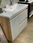 Тумба Fancy Marble Wega 900 R с раковиной Amelia 900R шпон белый/дерево 13709010601