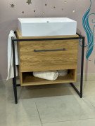 Тумба под раковину Fancy Marble Loft 75,5х50  см без раковины шпон/металл дуб 11107010600