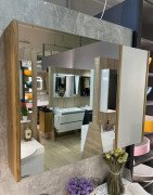 Дзеркальна шафа Fancy Marble Wega L 90х16 см ДСП/МДФ білий/дерево 23609012210