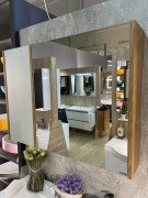 Дзеркальна шафа Fancy Marble Wega R 90х16 см ДСП/МДФ білий/дерево 23609012201