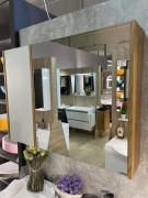 Дзеркальна шафа Fancy Marble Wega R 90х16 см ДСП/МДФ білий/дерево 23609012201