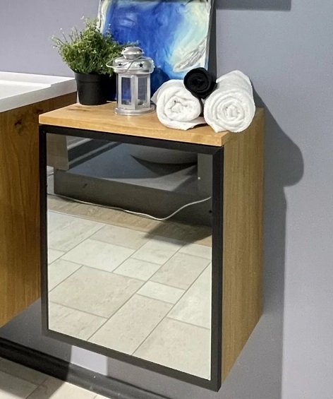 Шкафчик для ванной подвесной Fancy Marble Meloria Glass 42х30 см петли слева шпон/стекло 31205013610