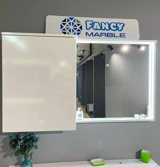 Дзеркальна шафа Fancy Marble Jamaica дзеркало праворуч 150х20 см ДСП/МДФ біла 21015012201