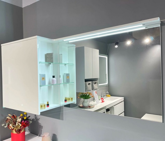 Дзеркальна шафа Fancy Marble Vivara дзеркало праворуч 124,5х30 см ДСП/МДФ біла 22012512201