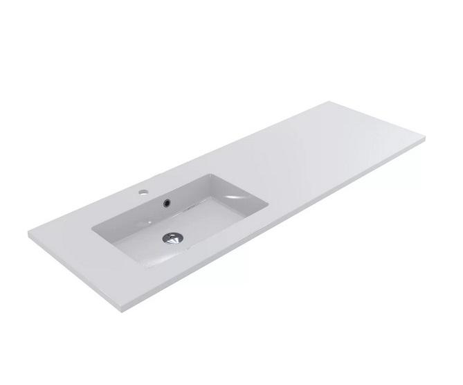 Раковина для ванной Fancy Marble Linda 150х50 см левая искусственный камень белый 9515301