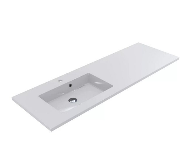 Раковина для ванной Fancy Marble Linda 150х50 см левая искусственный камень белый 9515301