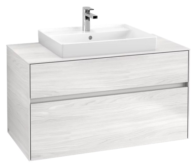 Тумба под раковину Villeroy & Boch Collaro 100х50 см с подсветкой ДСП белое дерево C019B0E8