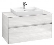 Тумба под раковину Villeroy & Boch Collaro 100х50 см с подсветкой ДСП белое дерево C019B0E8