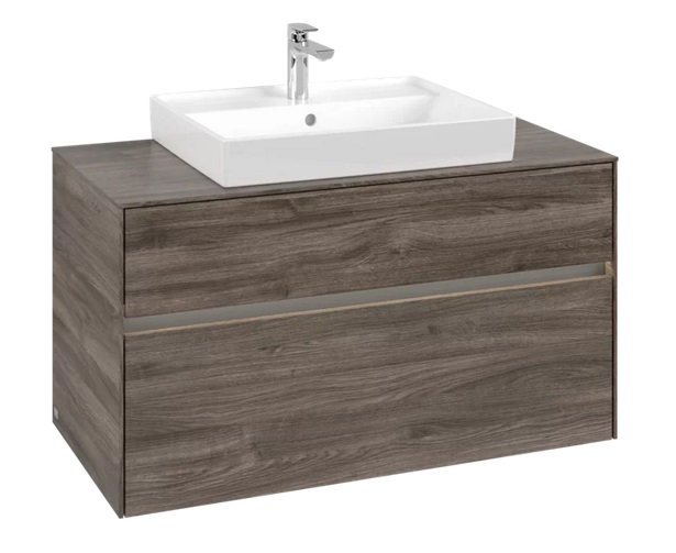 Тумба под раковину Villeroy & Boch Collaro 100х50 см с подсветкой ДСП каменный дуб C019B0RK