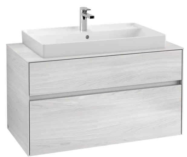 Тумба под раковину Villeroy & Boch Collaro 100х50 см с подсветкой ДСП белое дерево C020B0E8