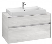 Тумба под раковину Villeroy & Boch Collaro 100х50 см с подсветкой ДСП белое дерево C020B0E8