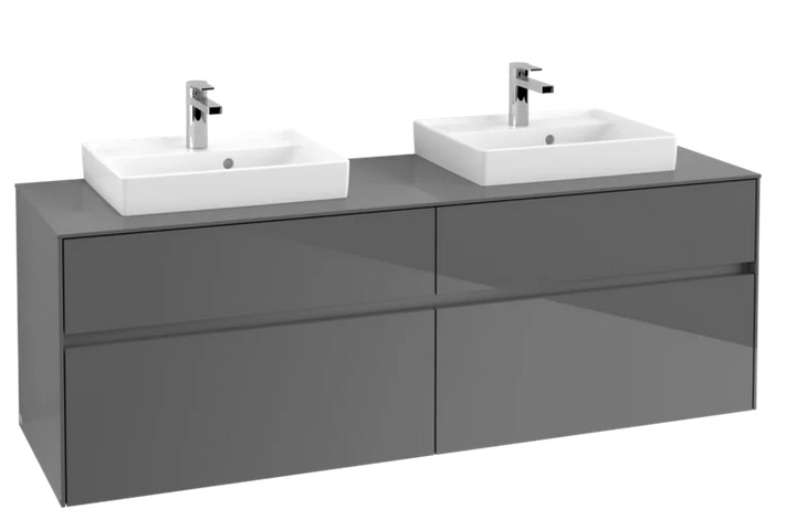 Тумба под раковину Villeroy & Boch Collaro 160х50 см с подсветкой МДФ глянцевый серый C021B0FP