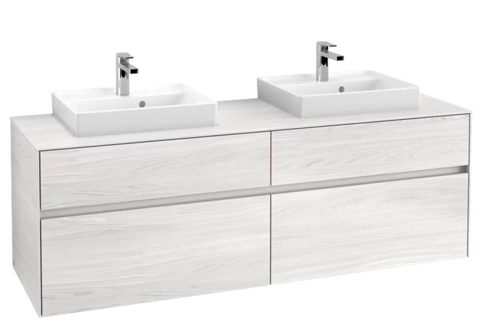 Тумба під раковину Villeroy & Boch Collaro 160х50 см із підсвічуванням ДСП біле дерево C021B0E8