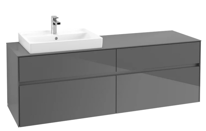 Тумба под раковину Villeroy & Boch Collaro 160х50 см с подсветкой МДФ глянцевый серый C022B0FP