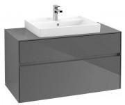 Тумба под раковину Villeroy & Boch Collaro 100х50 см с подсветкой МДФ глянцевый серый C019B0FP