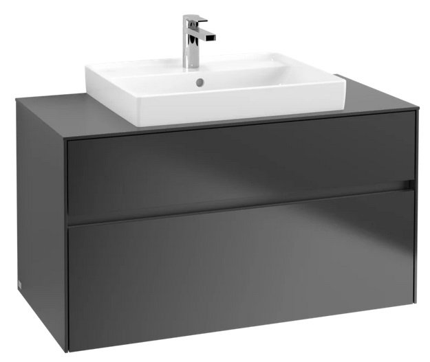 Тумба під раковину Villeroy & Boch Collaro 100х50 см із підсвічуванням МДФ чорний матовий лак C019B0PD