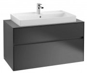 Тумба під раковину Villeroy & Boch Collaro 100х50 см із підсвічуванням МДФ чорний матовий лак C020B0PD