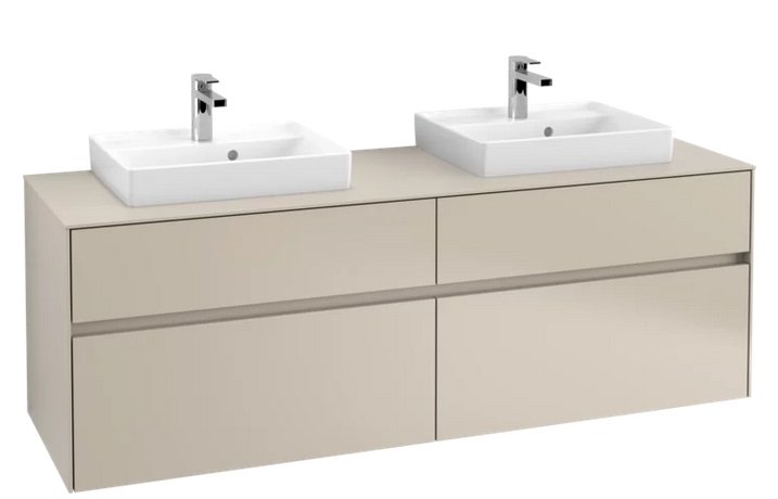 Тумба под раковину Villeroy & Boch Collaro 160х50 см с подсветкой ДСП мягкий серый C021B0VK