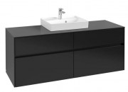 Тумба під раковину Villeroy & Boch Collaro 140х50 см МДФ чорний матовий лак C07300PD