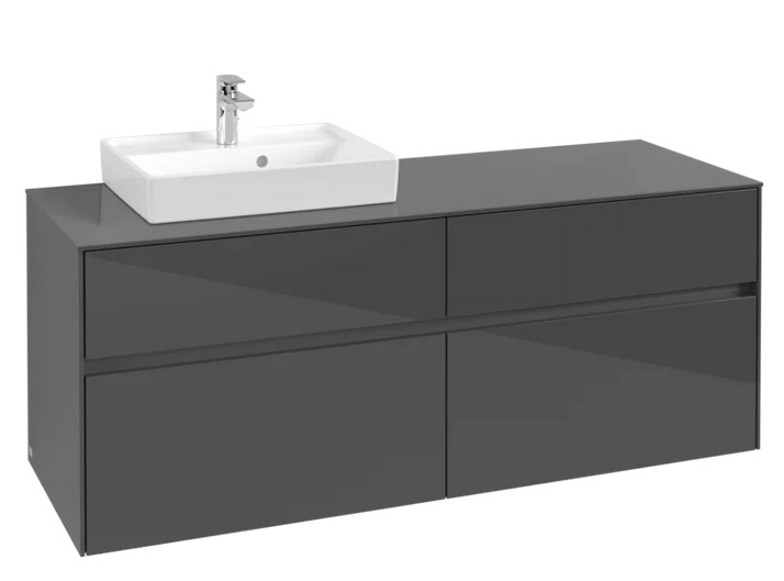Тумба под раковину Villeroy & Boch Collaro 140х50 см МДФ глянцевый серый C07400FP