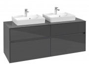 Тумба под раковину Villeroy & Boch Collaro 140х50 см МДФ глянцевый серый C07600FP