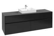 Тумба під раковину Villeroy&Boch Collaro 160х50 см МДФ чорний матовий лак C07700PD