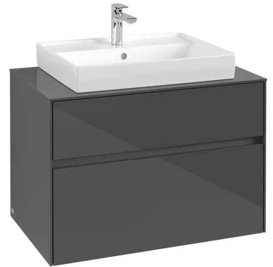 Тумба під раковину Villeroy & Boch Collaro 80х50 см МДФ глянсовий сірий C08000FP