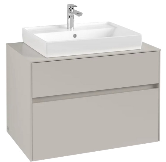 Тумба под раковину Villeroy & Boch Collaro 80х50 см ДСП мягкий серый C08000VK