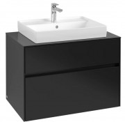Тумба під раковину Villeroy&Boch Collaro 80х50 см МДФ чорний матовий лак C08000PD